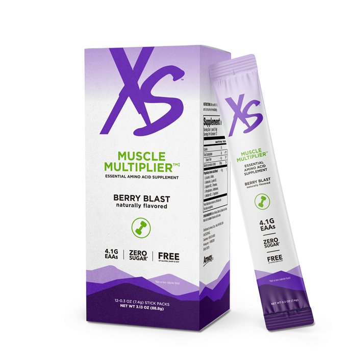 Suplemento de aminoácidos esenciales XS™ Muscle Multiplier*ǂ – Sobres de explosión de moras
