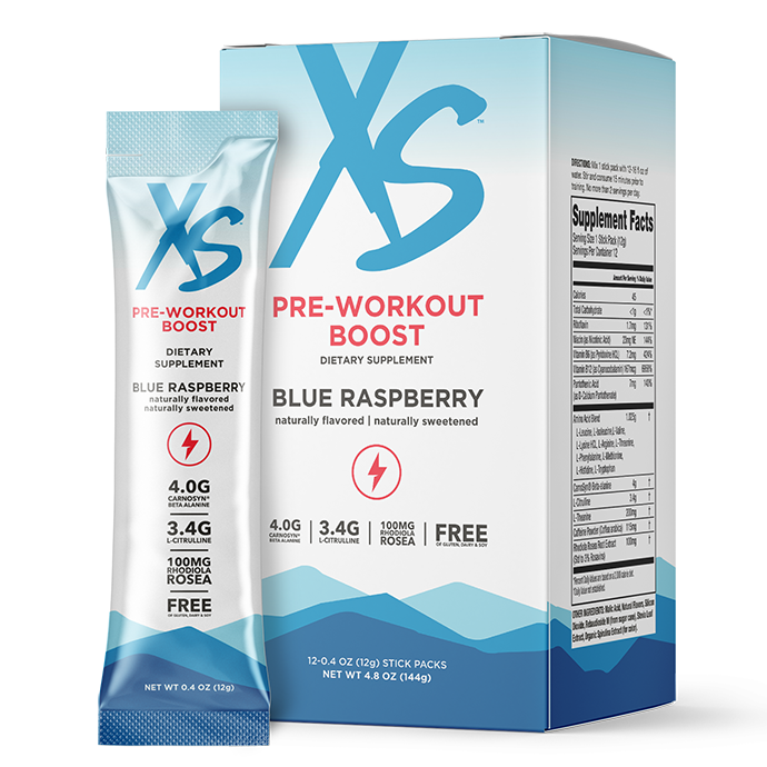 XS™ Pre-Workout Boost - Blue Raspberry (12 Stick Packs)
